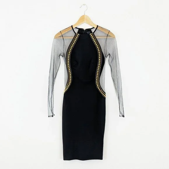 philipp plein dress black Black Ring Waist Embellished Graphic T-Shirt Dress